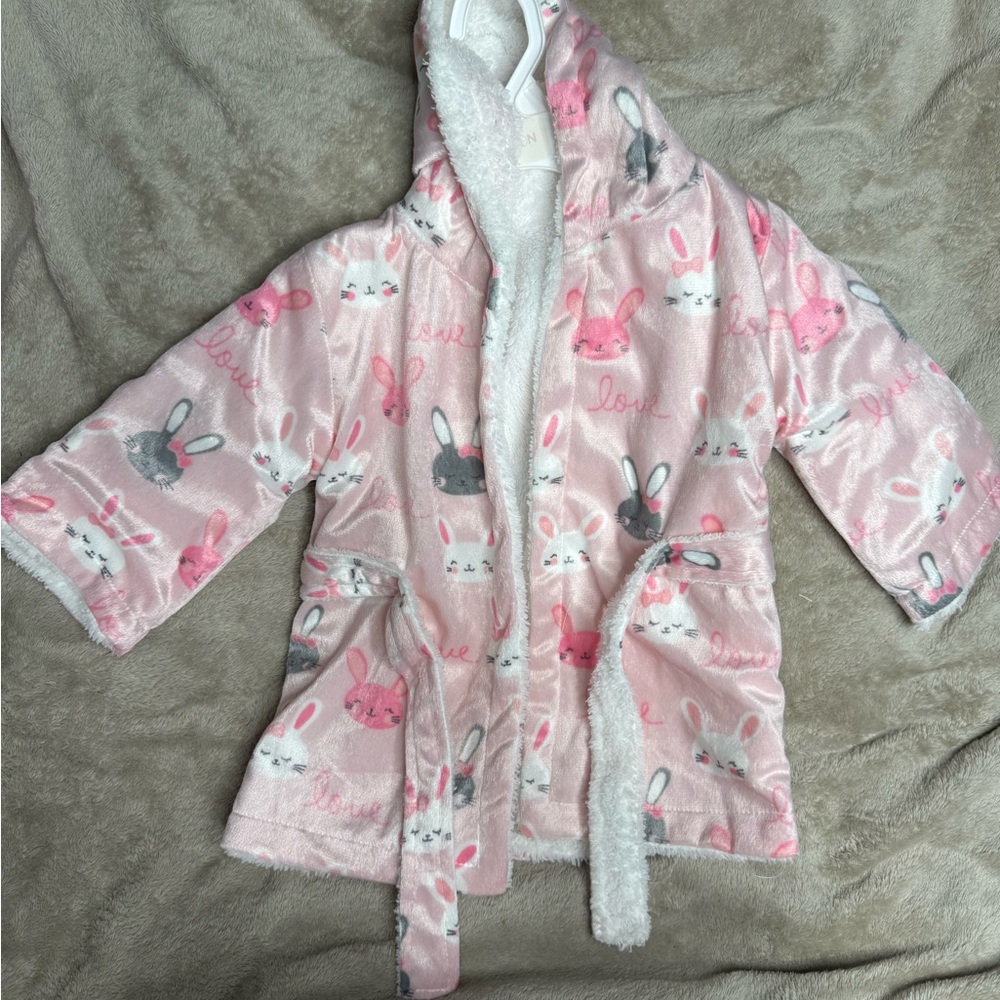 Kids Bunny Print Pajamas - Pink and Gray